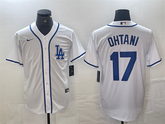Men's Los Angeles Dodgers #17 Shohei Ohtani White Cool Base Stitched Baseball Jersey